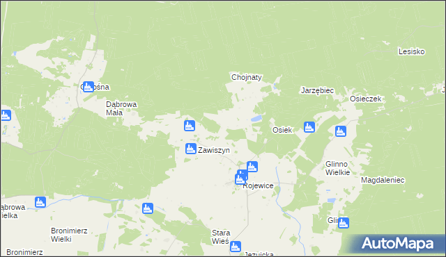 mapa Osiek Wielki gmina Rojewo, Osiek Wielki gmina Rojewo na mapie Targeo