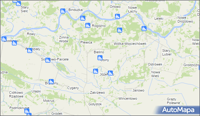 mapa Osiny gmina Rząśnik, Osiny gmina Rząśnik na mapie Targeo