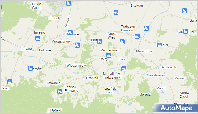 mapa Osiny gmina Zagórów, Osiny gmina Zagórów na mapie Targeo