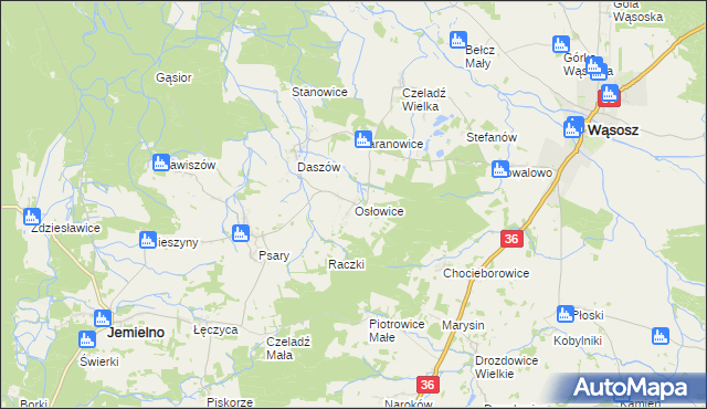 mapa Osłowice, Osłowice na mapie Targeo