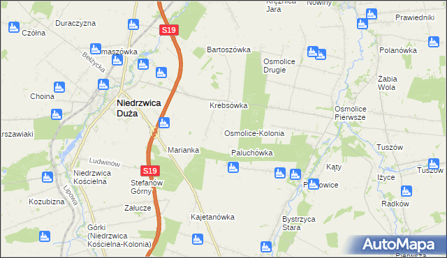 mapa Osmolice-Kolonia, Osmolice-Kolonia na mapie Targeo