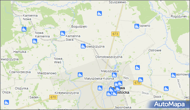 mapa Osmołowszczyzna, Osmołowszczyzna na mapie Targeo