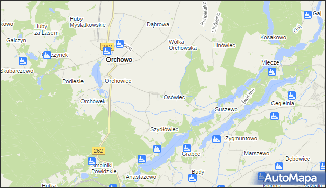 mapa Osówiec gmina Orchowo, Osówiec gmina Orchowo na mapie Targeo