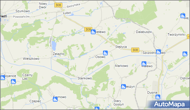 mapa Osowo gmina Gostyń, Osowo gmina Gostyń na mapie Targeo