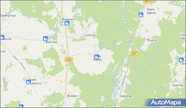 mapa Ostre Bardo gmina Połczyn-Zdrój, Ostre Bardo gmina Połczyn-Zdrój na mapie Targeo