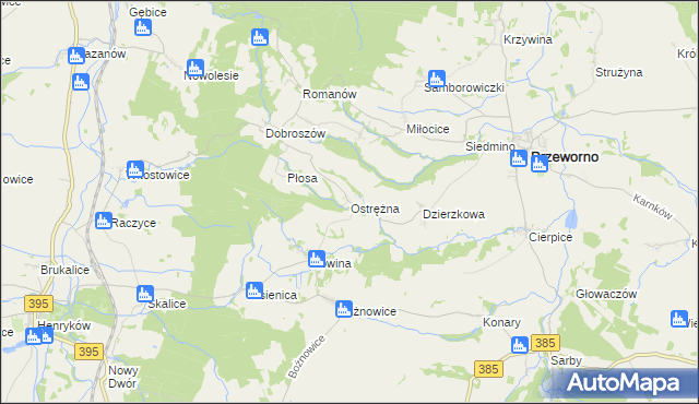 mapa Ostrężna, Ostrężna na mapie Targeo