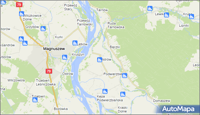 mapa Ostrów gmina Maciejowice, Ostrów gmina Maciejowice na mapie Targeo