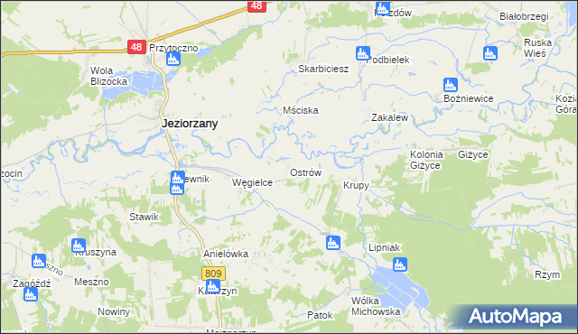 mapa Ostrów gmina Michów, Ostrów gmina Michów na mapie Targeo