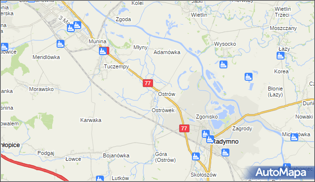 mapa Ostrów gmina Radymno, Ostrów gmina Radymno na mapie Targeo