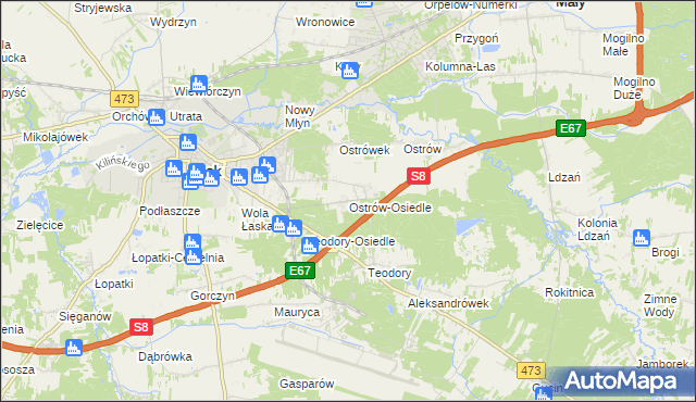 mapa Ostrów-Osiedle, Ostrów-Osiedle na mapie Targeo