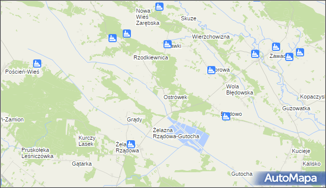 mapa Ostrówek gmina Baranowo, Ostrówek gmina Baranowo na mapie Targeo