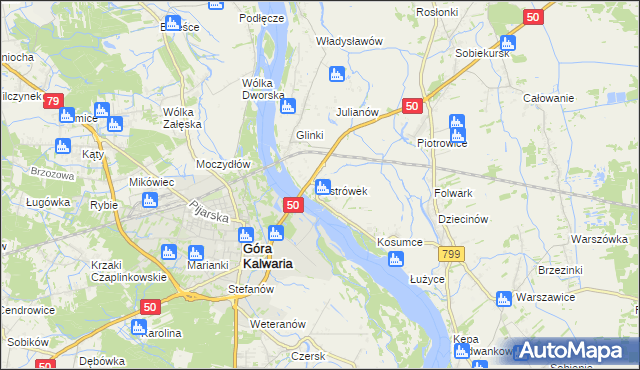 mapa Ostrówek gmina Karczew, Ostrówek gmina Karczew na mapie Targeo