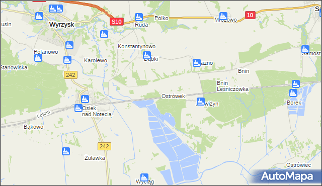 mapa Ostrówek gmina Wyrzysk, Ostrówek gmina Wyrzysk na mapie Targeo