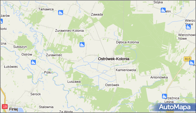 mapa Ostrówek-Kolonia gmina Ostrówek, Ostrówek-Kolonia gmina Ostrówek na mapie Targeo