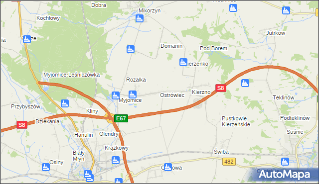 mapa Ostrówiec gmina Kępno, Ostrówiec gmina Kępno na mapie Targeo