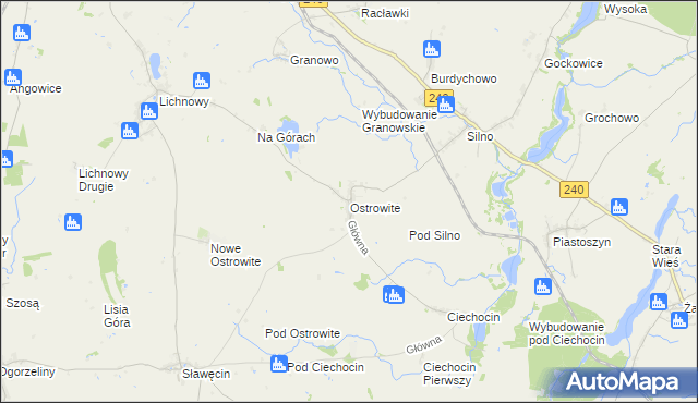 mapa Ostrowite gmina Chojnice, Ostrowite gmina Chojnice na mapie Targeo