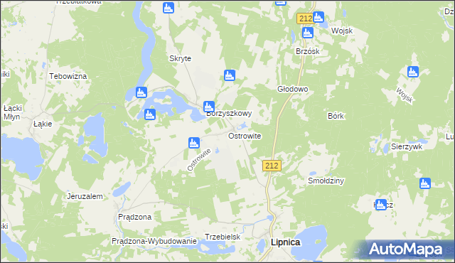 mapa Ostrowite gmina Lipnica, Ostrowite gmina Lipnica na mapie Targeo