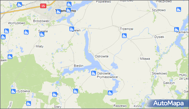 mapa Ostrowite gmina Trzemeszno, Ostrowite gmina Trzemeszno na mapie Targeo