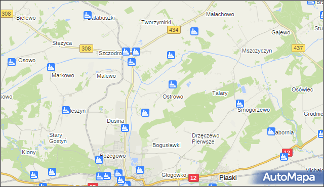 mapa Ostrowo gmina Gostyń, Ostrowo gmina Gostyń na mapie Targeo