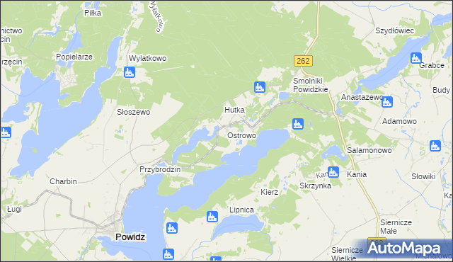 mapa Ostrowo gmina Powidz, Ostrowo gmina Powidz na mapie Targeo