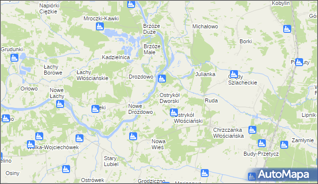mapa Ostrykół Dworski, Ostrykół Dworski na mapie Targeo