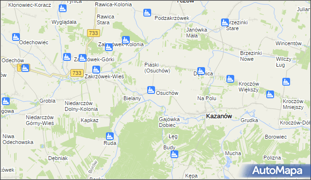 mapa Osuchów gmina Kazanów, Osuchów gmina Kazanów na mapie Targeo