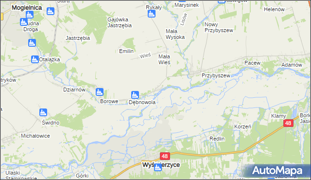 mapa Osuchów gmina Promna, Osuchów gmina Promna na mapie Targeo