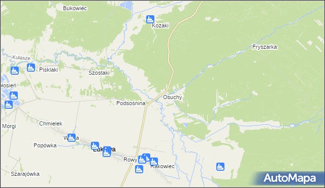 mapa Osuchy gmina Łukowa, Osuchy gmina Łukowa na mapie Targeo