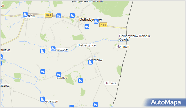 mapa Oszczów-Kolonia, Oszczów-Kolonia na mapie Targeo