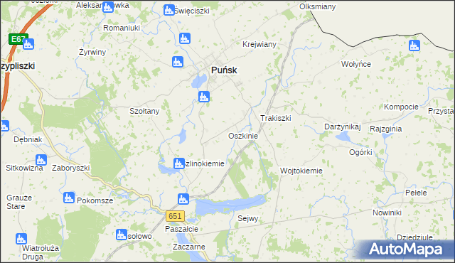 mapa Oszkinie, Oszkinie na mapie Targeo