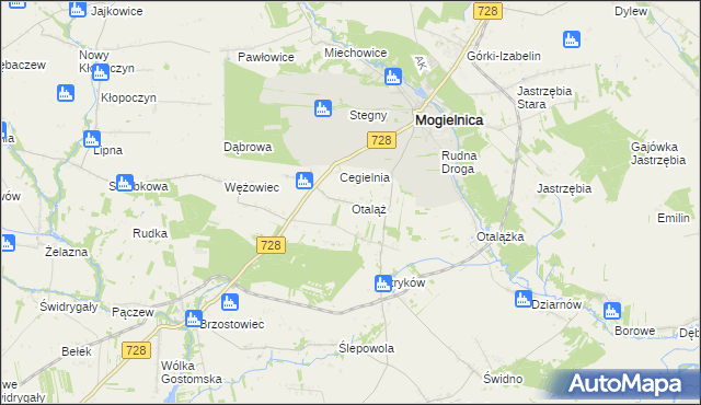 mapa Otaląż gmina Mogielnica, Otaląż gmina Mogielnica na mapie Targeo