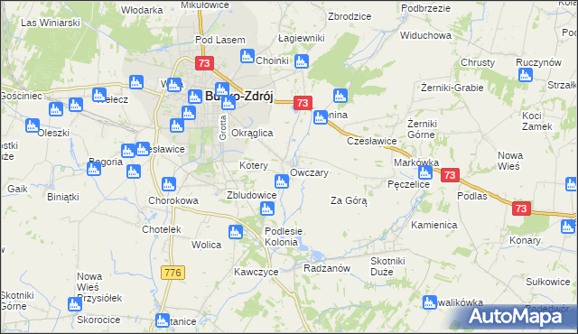 mapa Owczary gmina Busko-Zdrój, Owczary gmina Busko-Zdrój na mapie Targeo