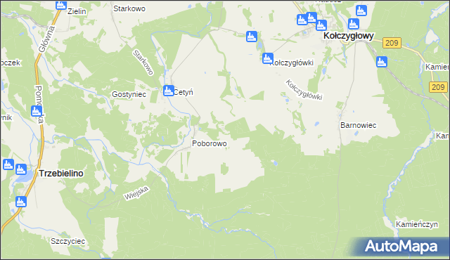 mapa Owczary gmina Trzebielino, Owczary gmina Trzebielino na mapie Targeo