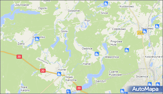 mapa Owśnice, Owśnice na mapie Targeo