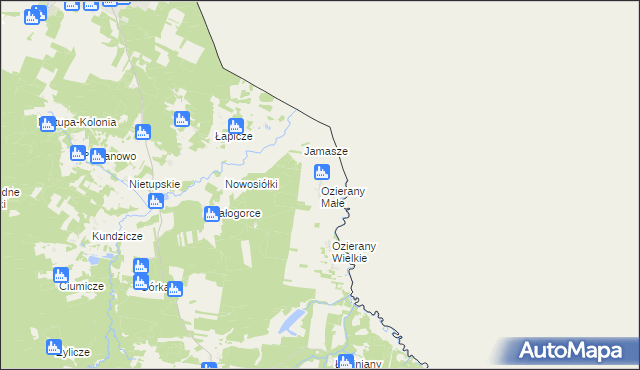 mapa Ozierany Małe, Ozierany Małe na mapie Targeo