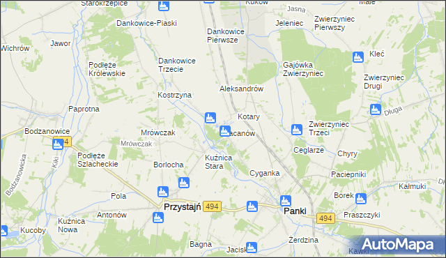 mapa Pacanów gmina Panki, Pacanów gmina Panki na mapie Targeo