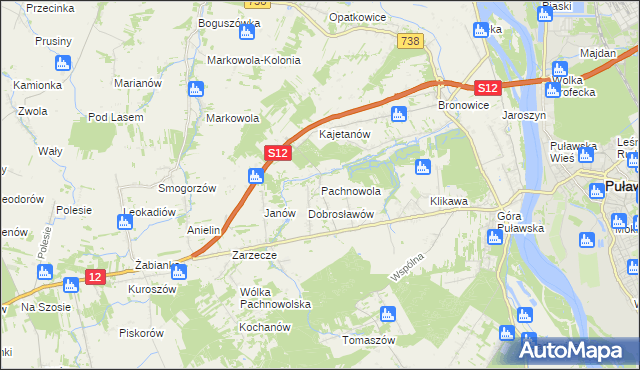 mapa Pachnowola, Pachnowola na mapie Targeo