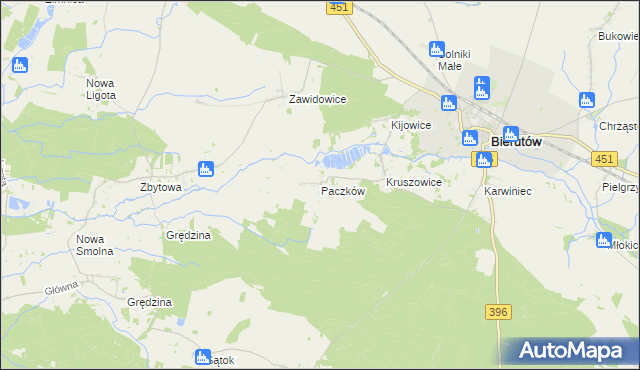 mapa Paczków gmina Bierutów, Paczków gmina Bierutów na mapie Targeo