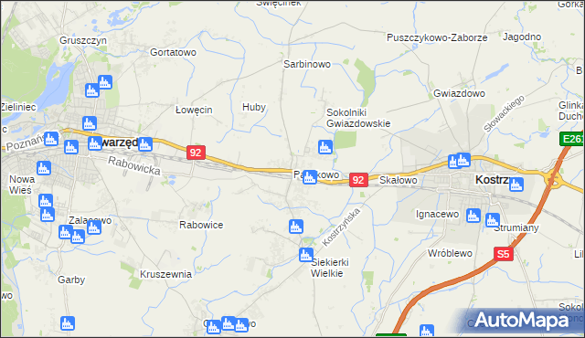 mapa Paczkowo gmina Swarzędz, Paczkowo gmina Swarzędz na mapie Targeo