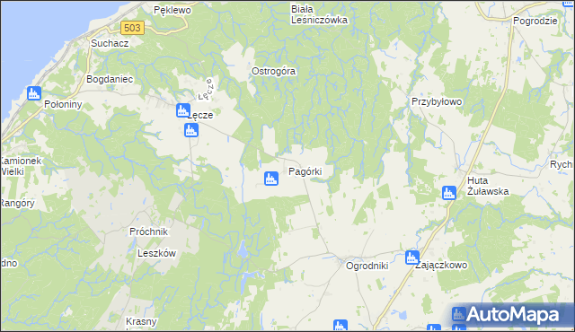 mapa Pagórki gmina Tolkmicko, Pagórki gmina Tolkmicko na mapie Targeo