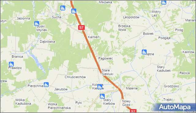 mapa Pągowiec gmina Stara Błotnica, Pągowiec gmina Stara Błotnica na mapie Targeo