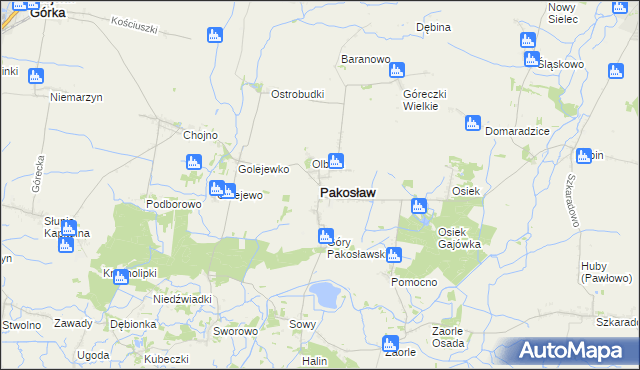 mapa Pakosław powiat rawicki, Pakosław powiat rawicki na mapie Targeo