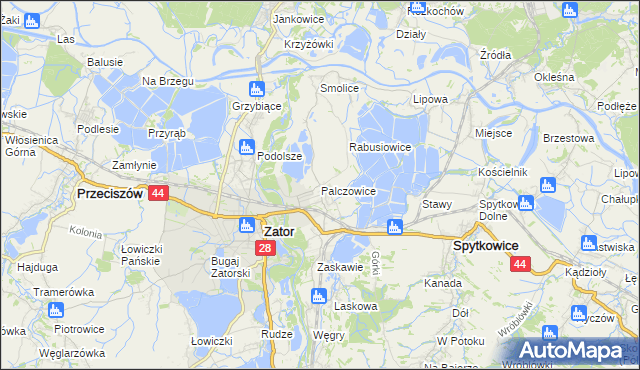 mapa Palczowice, Palczowice na mapie Targeo