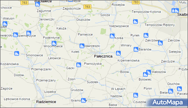 mapa Pałecznica powiat proszowicki, Pałecznica powiat proszowicki na mapie Targeo