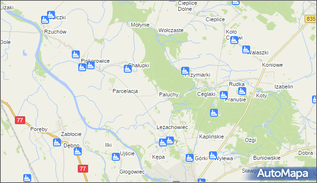 mapa Paluchy, Paluchy na mapie Targeo