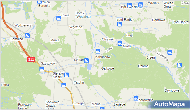 mapa Panoszów, Panoszów na mapie Targeo