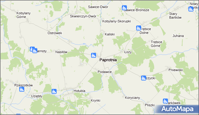 mapa Paprotnia powiat siedlecki, Paprotnia powiat siedlecki na mapie Targeo