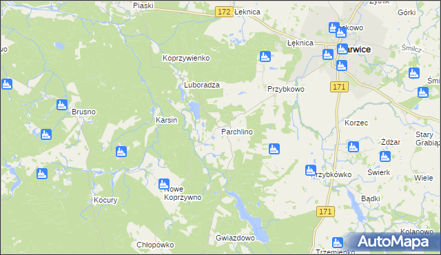 mapa Parchlino, Parchlino na mapie Targeo