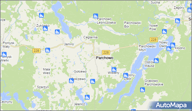 mapa Parchowo powiat bytowski, Parchowo powiat bytowski na mapie Targeo