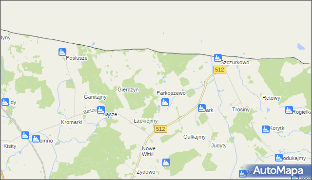 mapa Parkoszewo, Parkoszewo na mapie Targeo